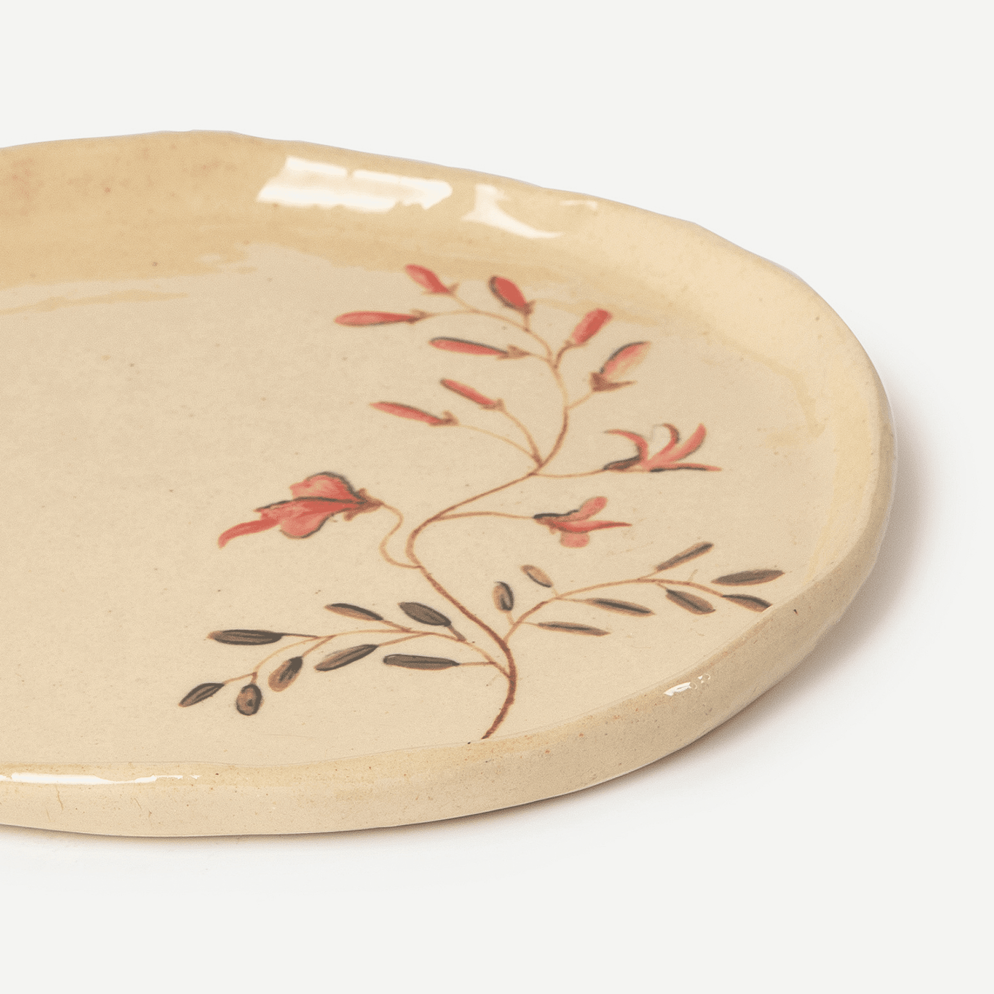 FLORAL PAINTED PLATE 20.8(長) x 20.8(幅) x 1.5(高)；直径: 20.8