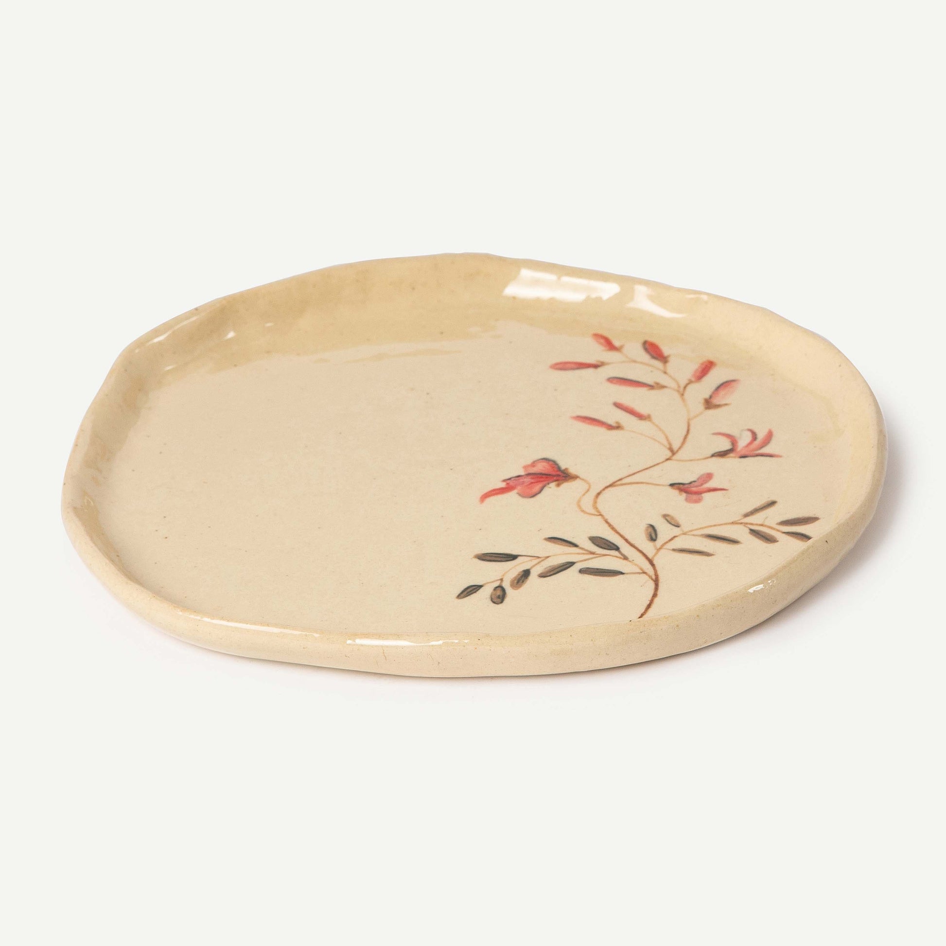 FLORAL PAINTED PLATE 20.8(長) x 20.8(幅) x 1.5(高)；直径: 20.8