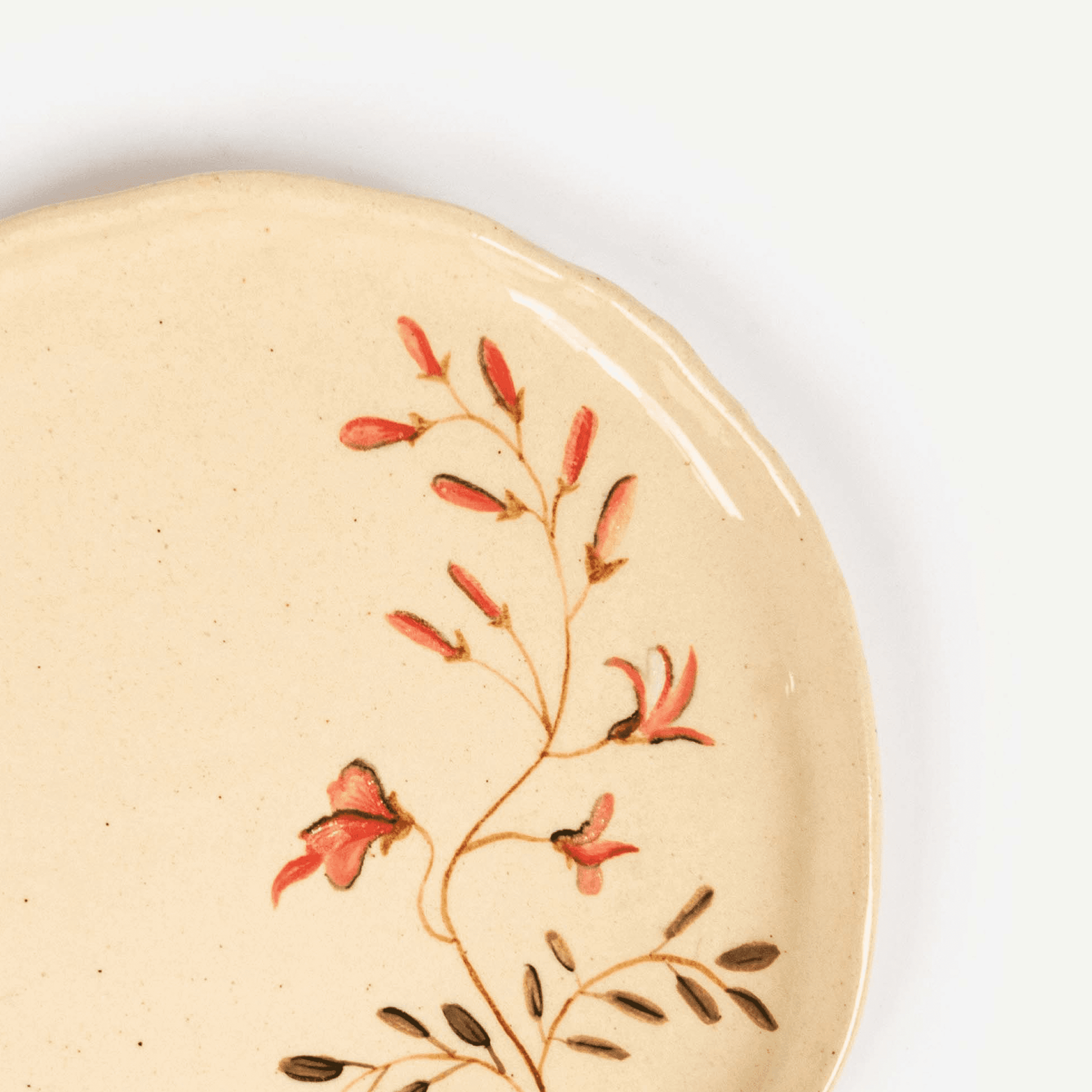 FLORAL PAINTED PLATE 20.8(長) x 20.8(幅) x 1.5(高)；直径: 20.8