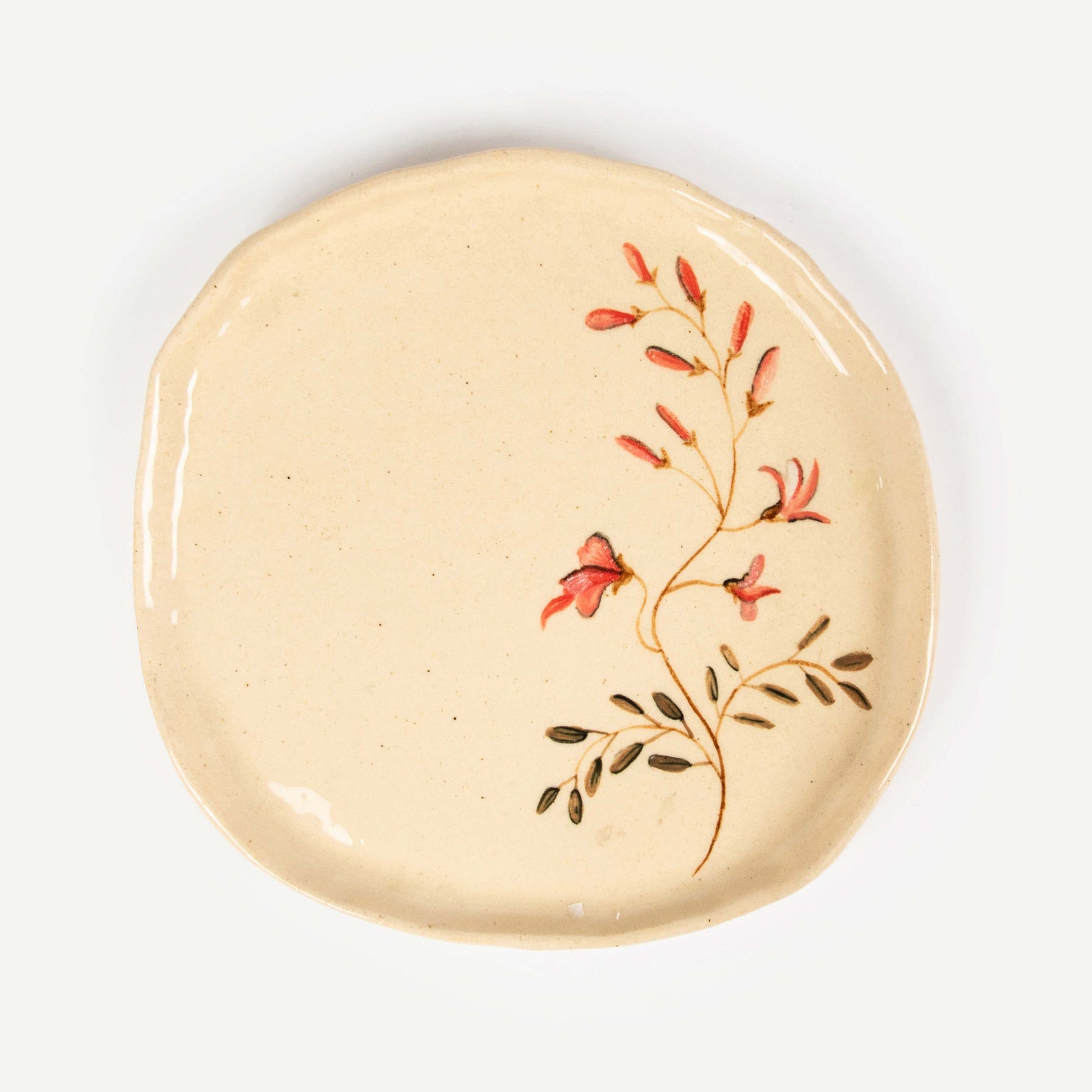 FLORAL PAINTED PLATE 20.8(長) x 20.8(幅) x 1.5(高)；直径: 20.8