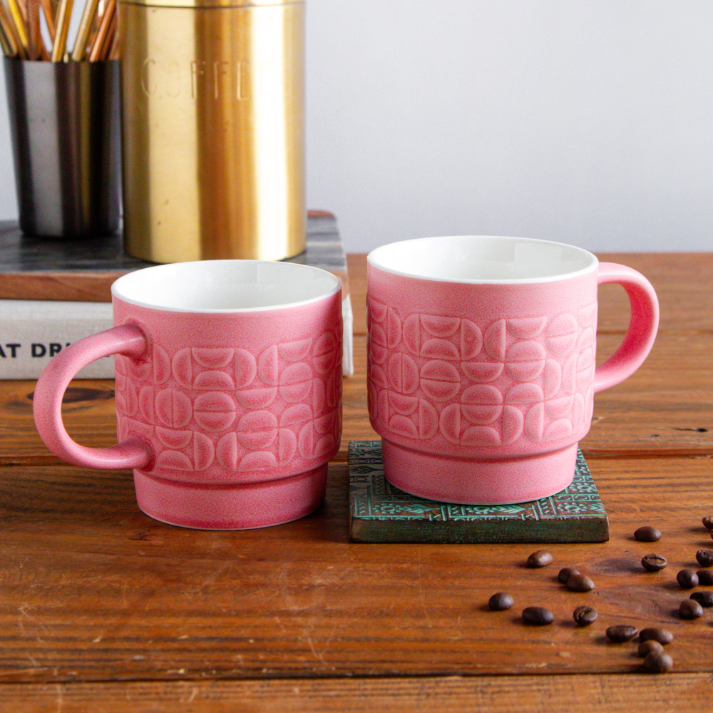 TerraCraft Collection Dusky Rose Mug  – 380 ml ( Set of 2, Pink ) 380ml