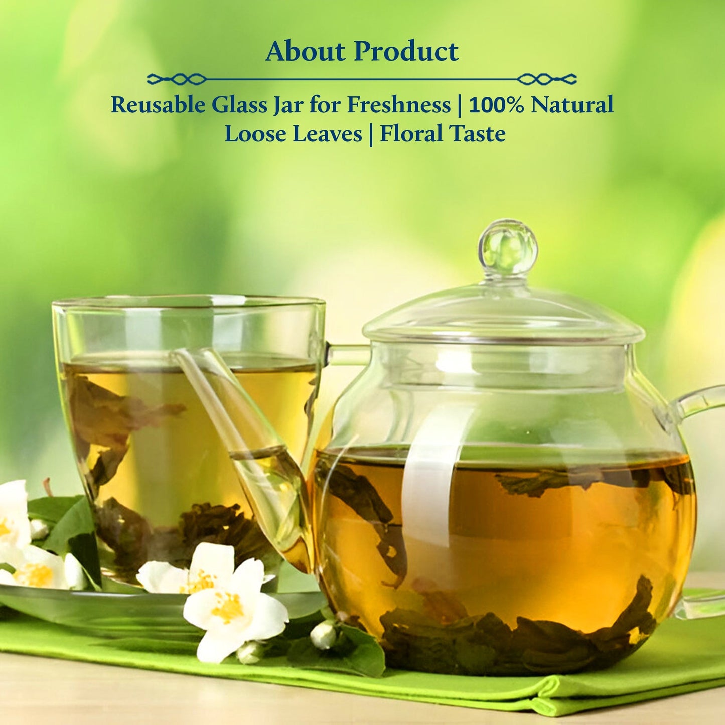 Idukki Cardamom Green Tea for Weight Management & Skincare | Air-Tight Glass Jar with Free Tea Infuser (50 g + 15 g Free | 33 cups) 50g