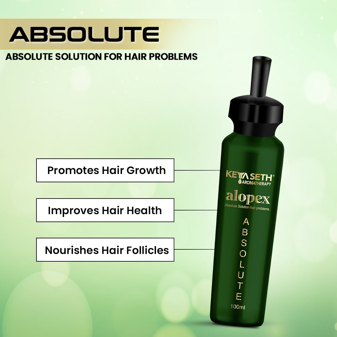 Alopex Absolute, for Acute Hair Fall & Hair Growth Water Based Solution Enriched with Korean Red Ginseng Vitamin H (Biotin) & Vitamin E, B3 & B5 100ml x 3