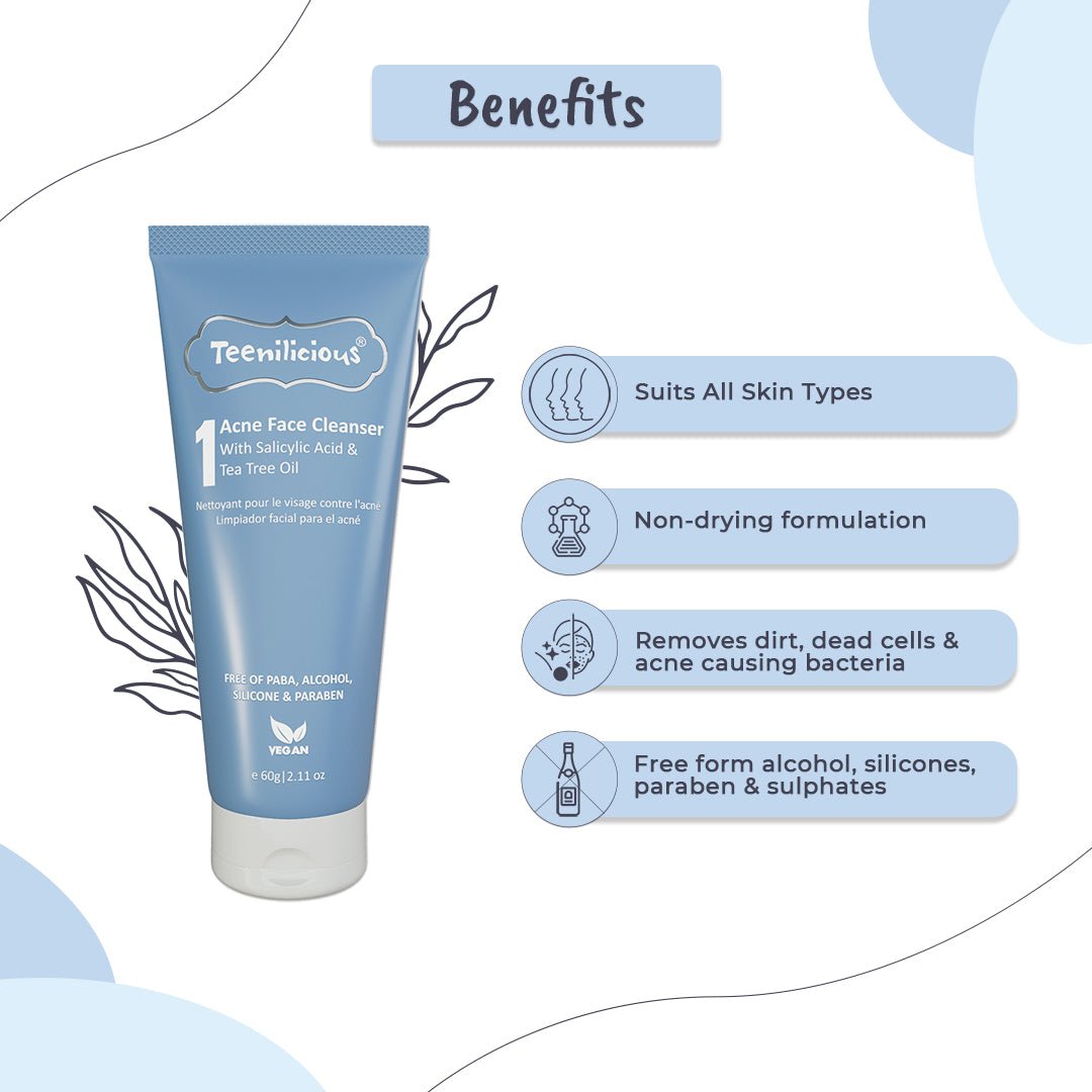 Teenilicious Acne Face Cleanser For Blackhead & Whitehead With Salicylic Acid