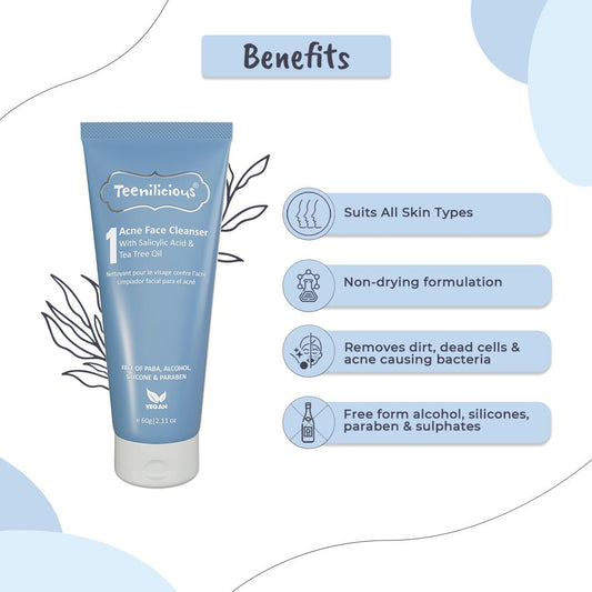 Teenilicious Acne Face Cleanser For Blackhead & Whitehead With Salicylic Acid