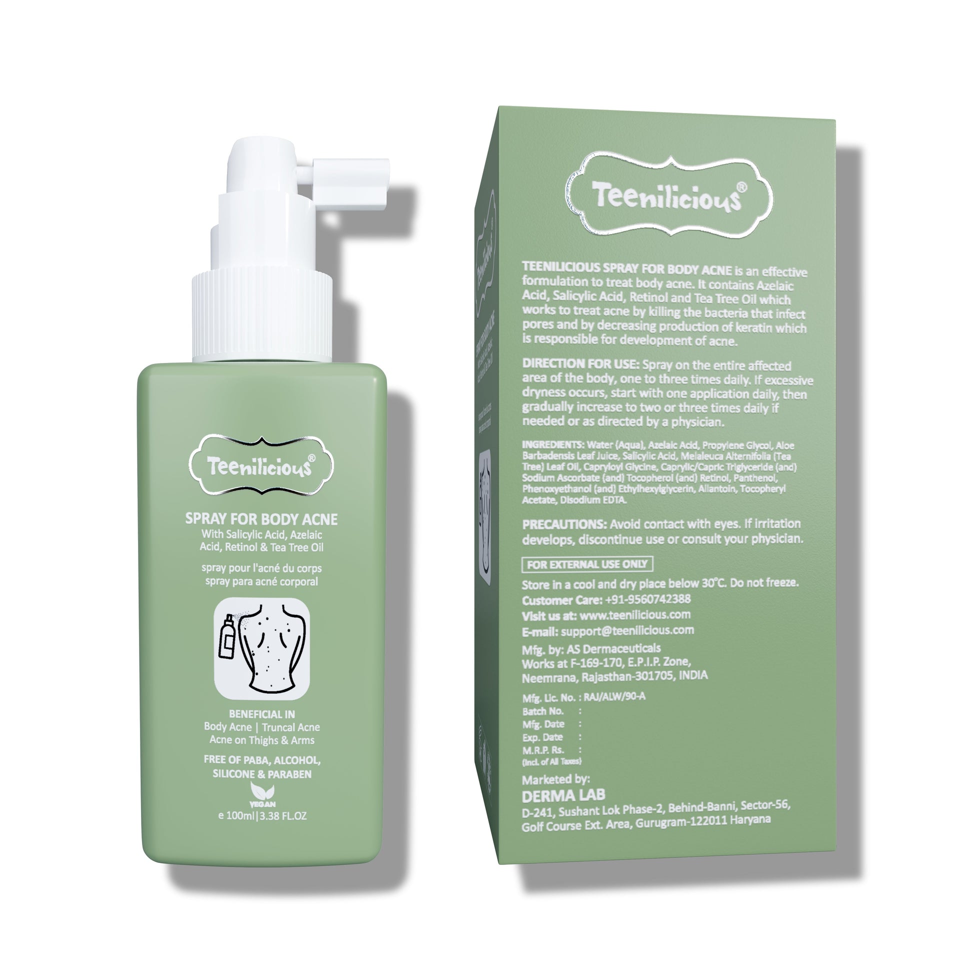 Teenilicious Body Acne Care Kit - Salicylic Acid + Azelaic Acid + Tea Tree Oil + Retinol For All Body Acne
