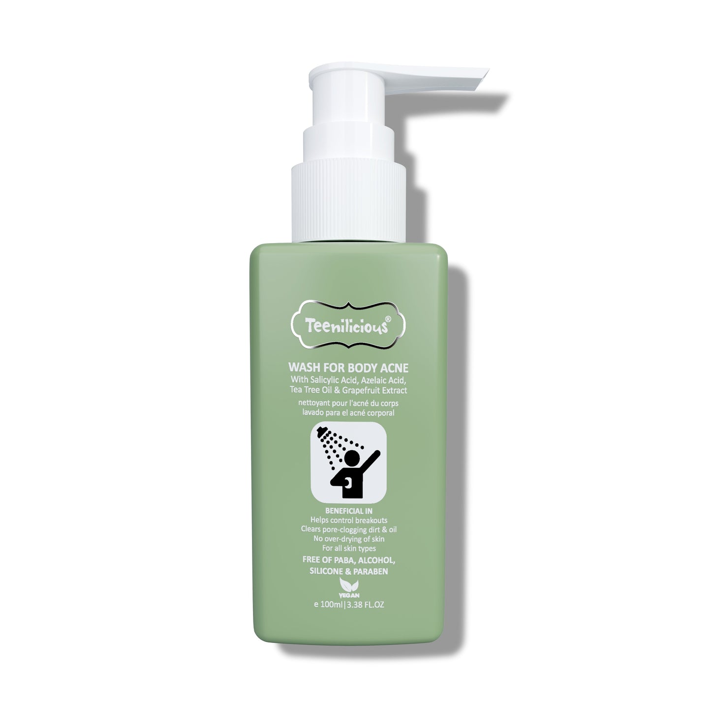 Teenilicious Wash For Body Acne - Body Acne Wash With Salicylic Acid, Azelaic Acid And Tea Tree Oil
