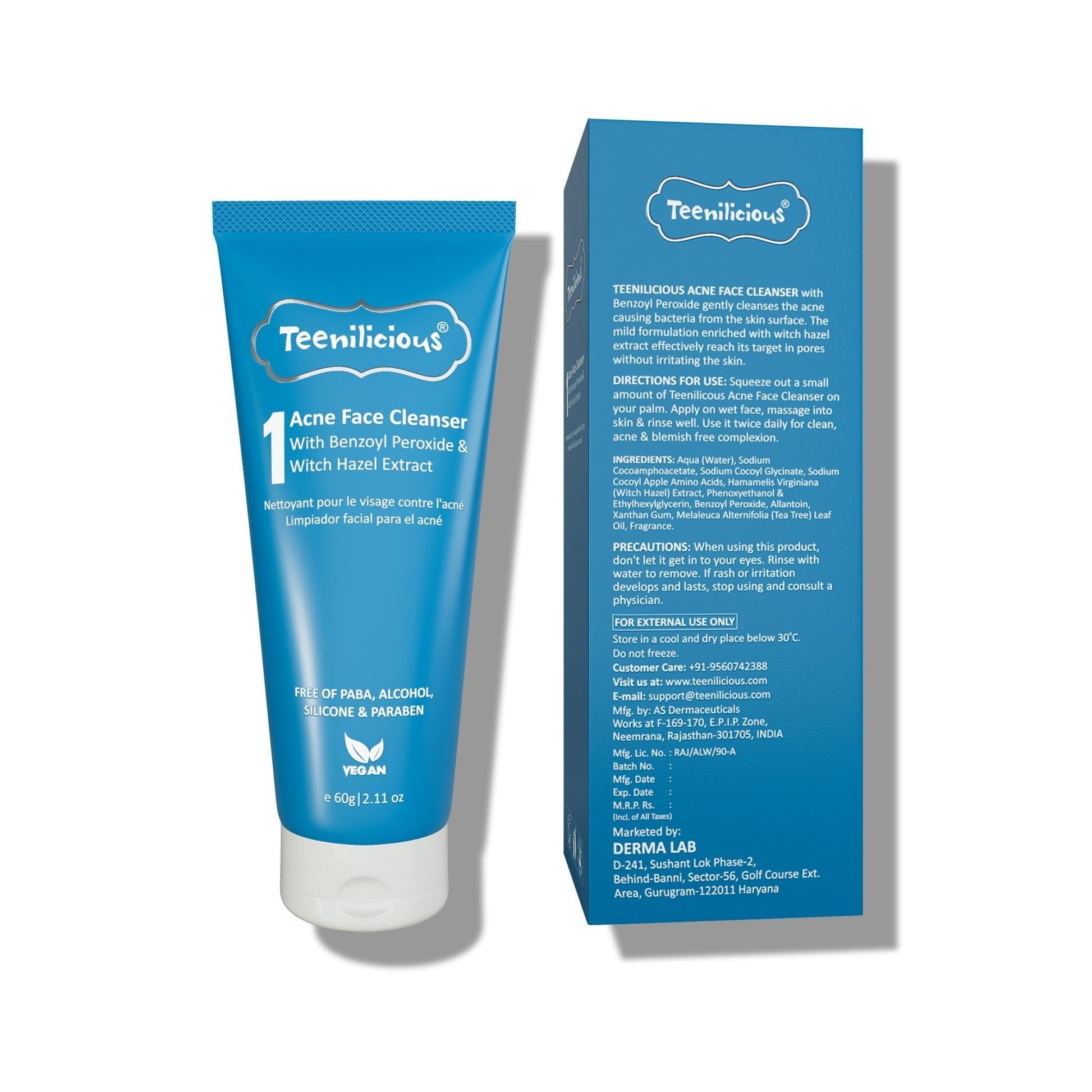 Teenilicious Benzoyl Peroxide Acne Care Kit 190ml - Inflammatory Acne Treatment 190ml