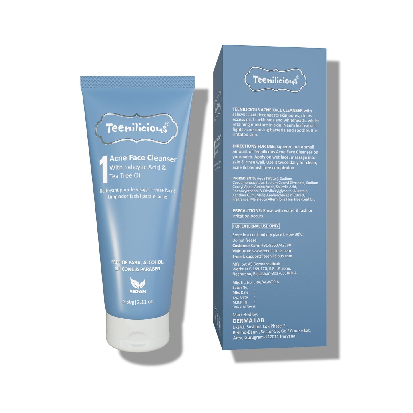 Teenilicious Salicylic Acid Acne Care Kit 190ml - Blackhead & Whitehead Treatment 190ml