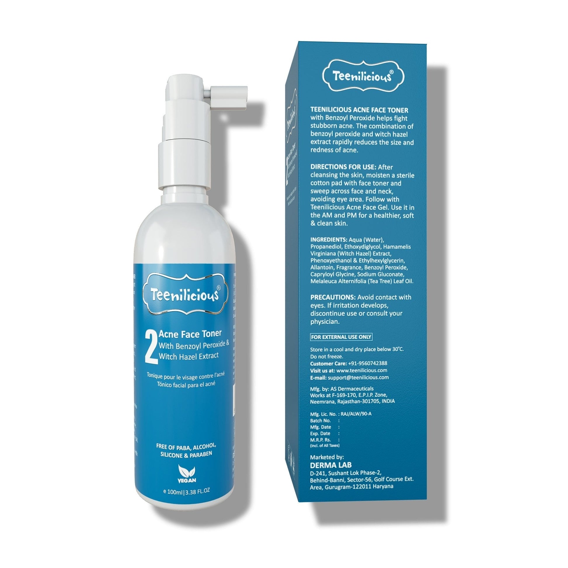 Teenilicious Benzoyl Peroxide Acne Care Kit 190ml - Inflammatory Acne Treatment 190ml