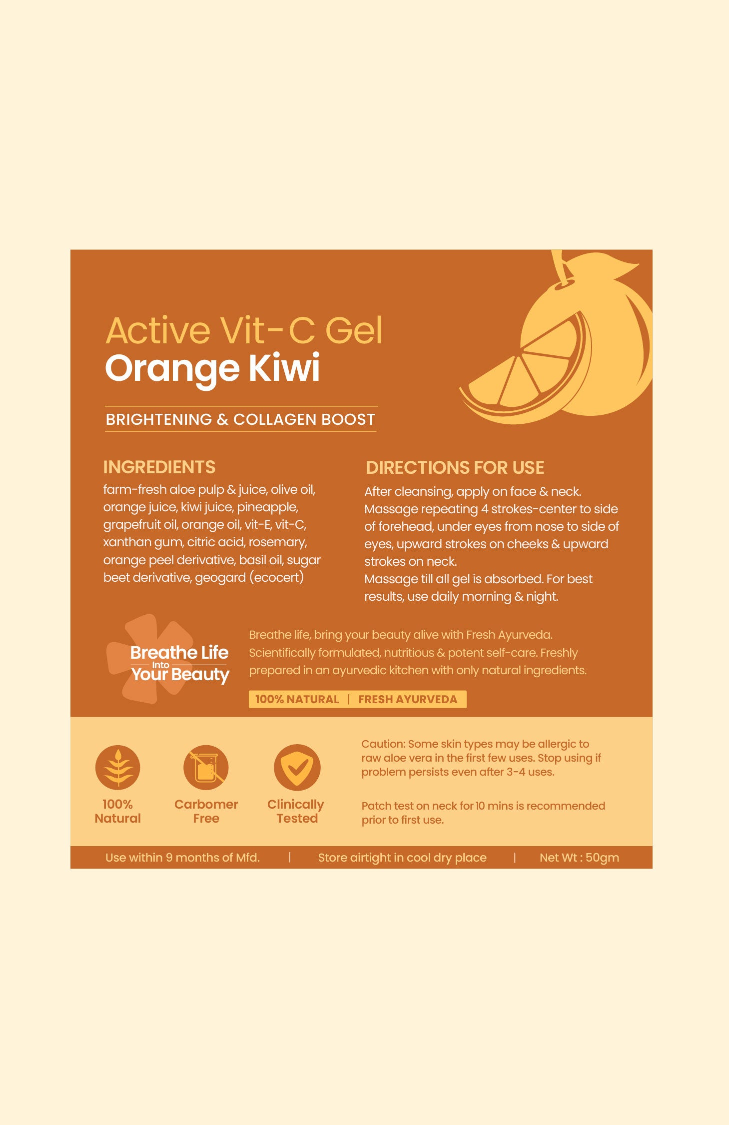 Active Orange Kiwi Vit-C Gel Moisturiser 50g