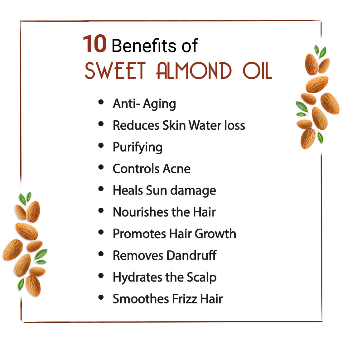 Sweet Almond Oil for Face, Body & Hair – Moisturizing, Anti-Aging, Hair Growth & Scalp Nourishment with Vitamin E & Fatty Acids 100ml