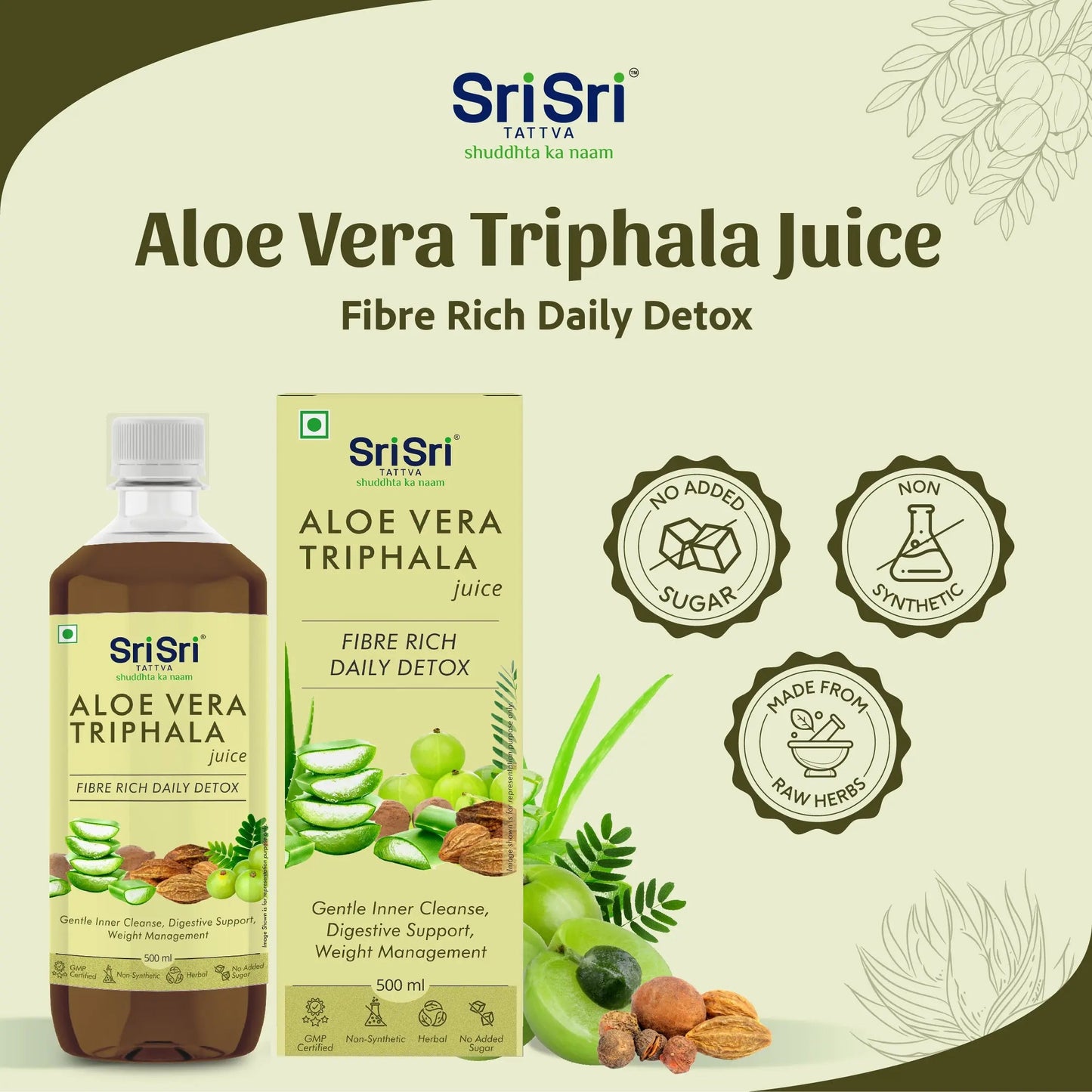 Aloe Vera Triphala Juice - Fibre Rich Daily Detox | Gentle Inner Cleanse, Digestive Support, Weight Management | No Added Sugar | 500 ml 500ml