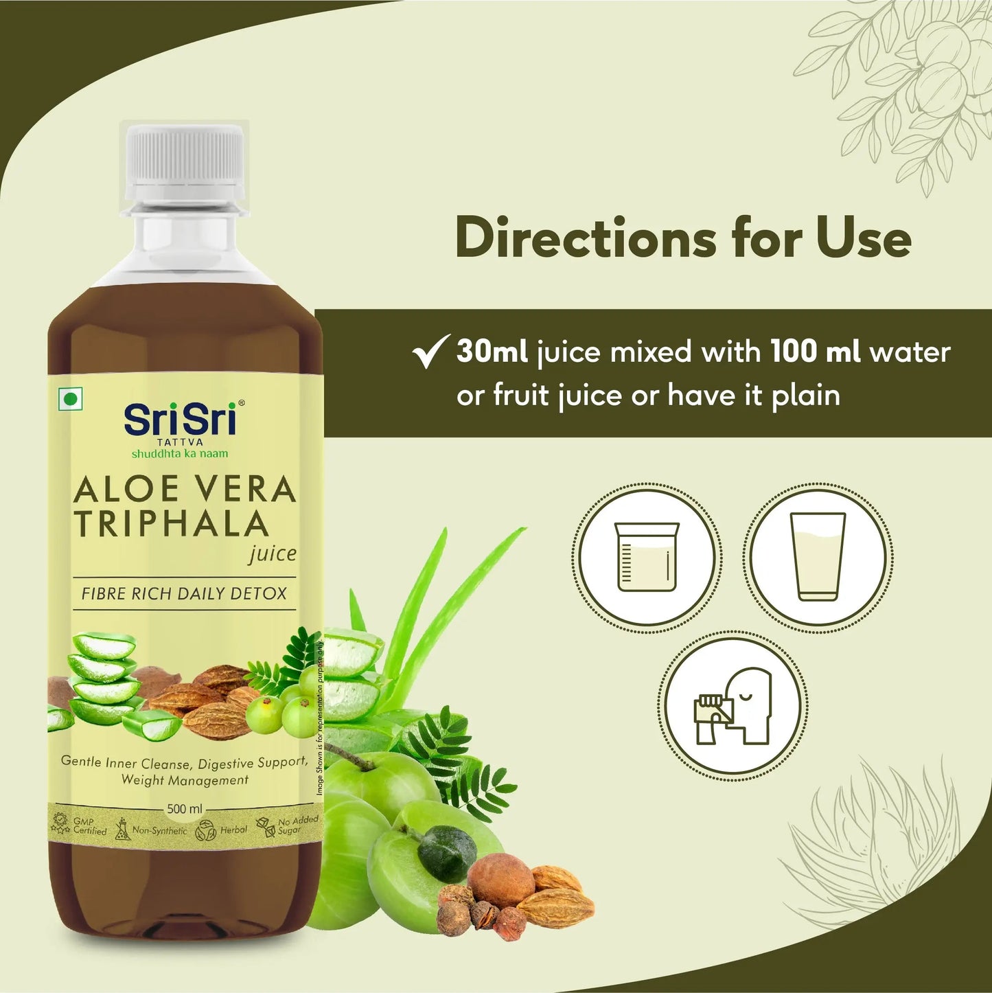 Aloe Vera Triphala Juice - Fibre Rich Daily Detox | Gentle Inner Cleanse, Digestive Support, Weight Management | No Added Sugar | 500 ml 500ml