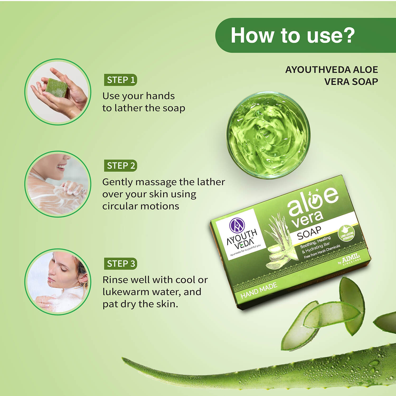 Aloevera Range | Aloe vera gel 150g +Aloe vera soap 100g | Talc 300g 150g