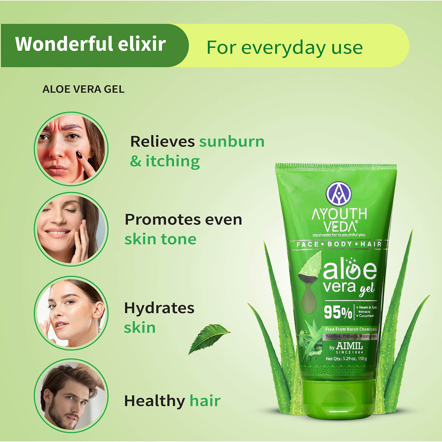 Aloevera Range | Aloe vera gel 150g +Aloe vera soap 100g | Talc 300g 150g