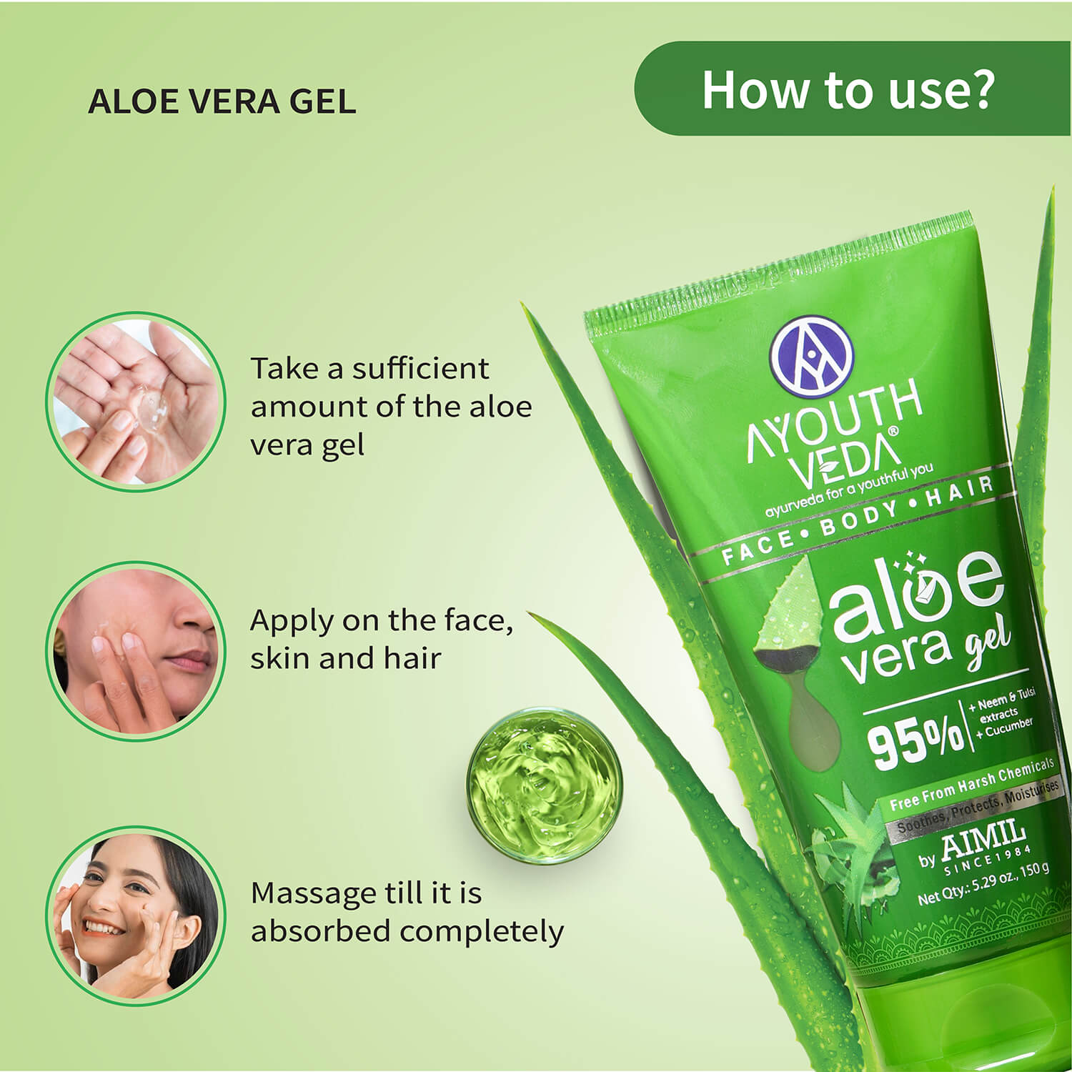 Aloevera Range | Aloe vera gel 150g +Aloe vera soap 100g | Talc 300g 150g