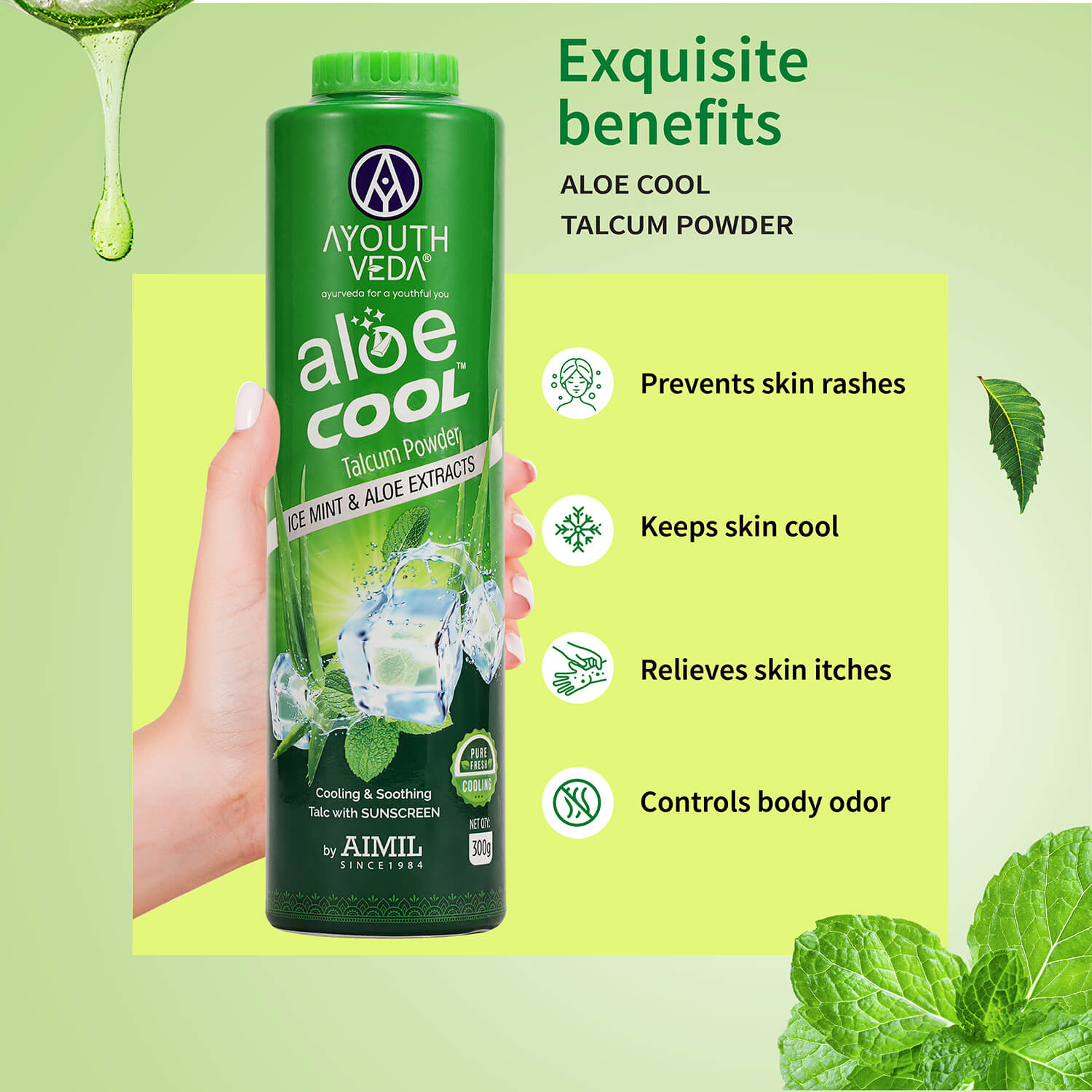 Aloevera Range | Aloe vera gel 150g +Aloe vera soap 100g | Talc 300g 150g