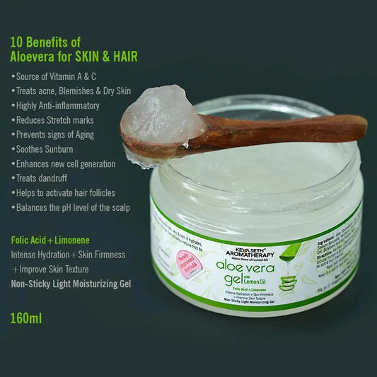 Aloe Vera Gel Moisturizer , Repairing, Soothing, Glowing & Radiant Skin- Ultimate for Skin & Hair 160ml