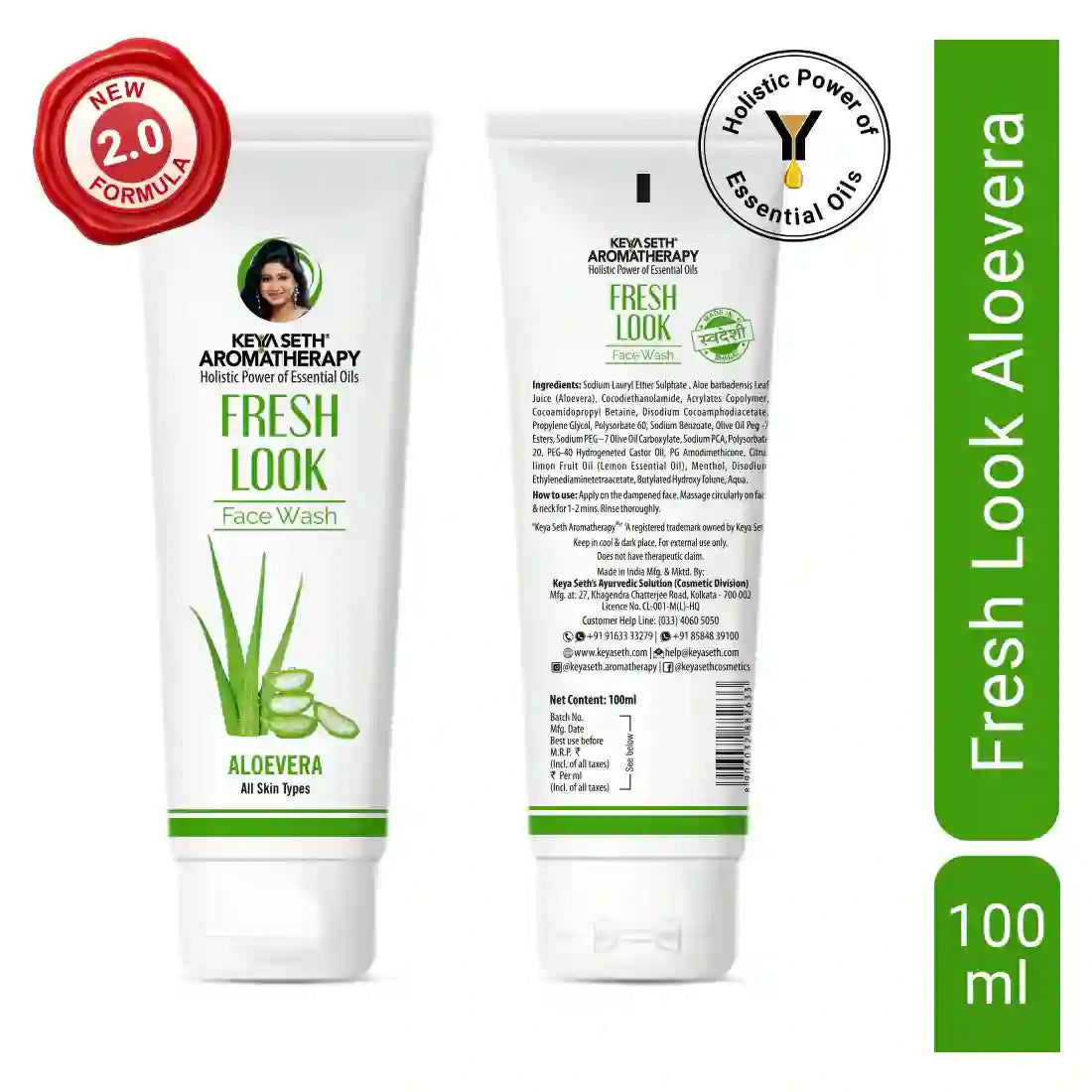 Fresh Look Aloe Vera Face Wash, with Lemon Essential Oil, Mild Hydrating, Moisturizing, Foaming, All Skin Types 100ml