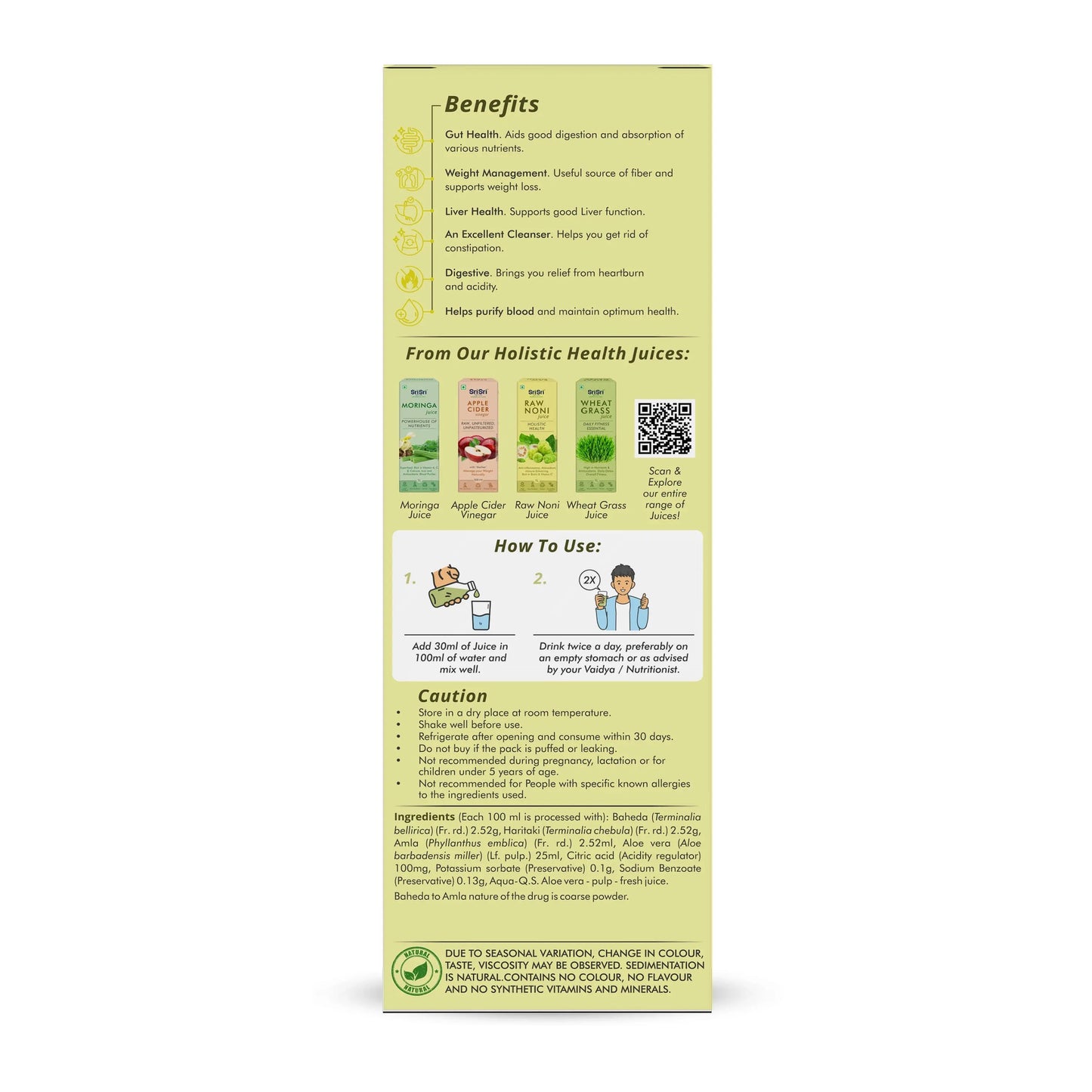 Aloe Vera Triphala Juice - Fibre Rich Daily Detox | Gentle Inner Cleanse, Digestive Support, Weight Management | No Added Sugar | 500 ml 500ml
