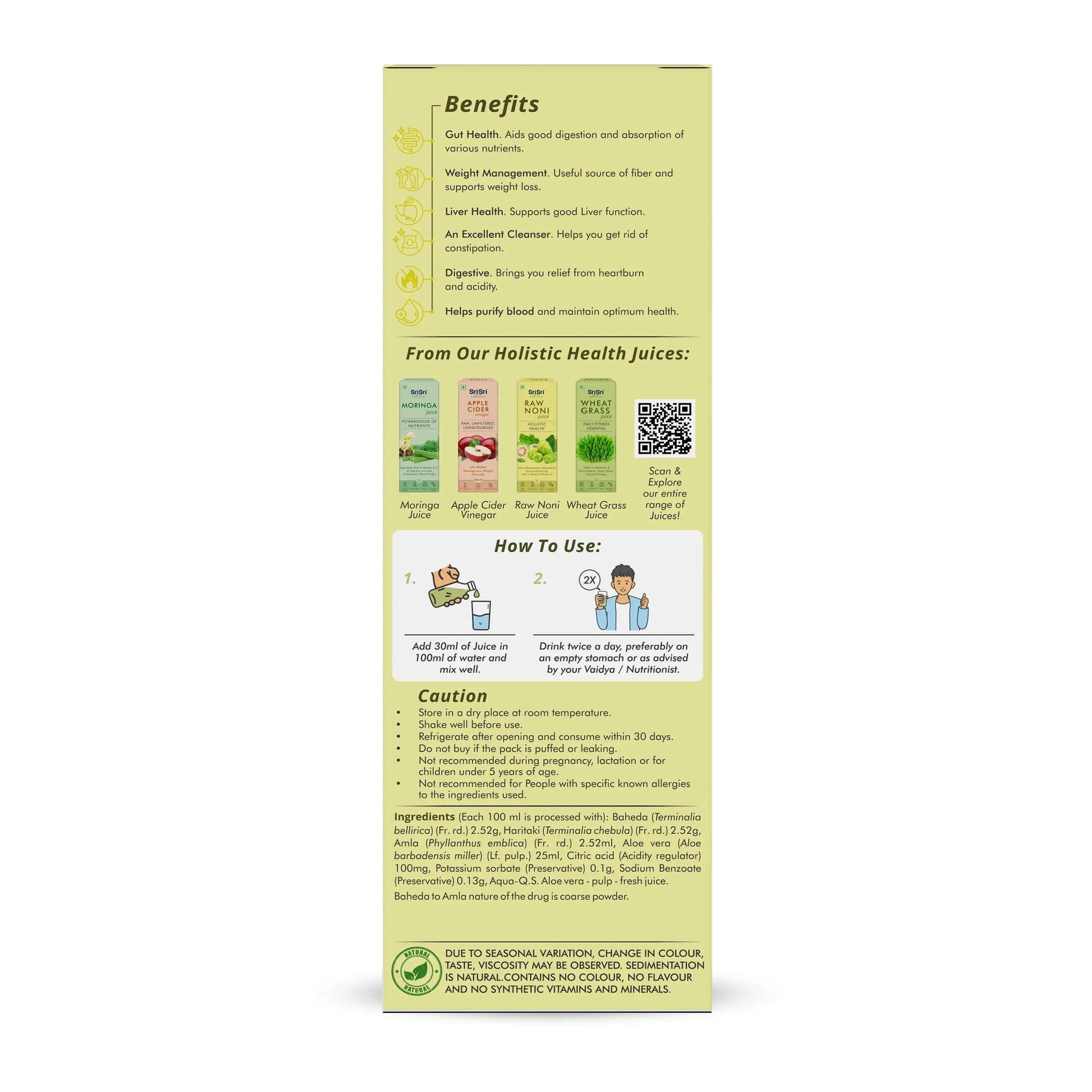 Aloe Vera Triphala Juice - Fibre Rich Daily Detox | Gentle Inner Cleanse, Digestive Support, Weight Management | No Added Sugar | 500 ml 500ml
