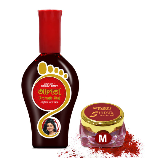 【Keya Seth】 Aromatic Aalta 1Pcs +100% Natural Aromatic Maroon Dust Sindoor 1Pcs｜アロマティック アルタ + ナチュラル アロマティック マルーン ダスト シンドゥール｜200g