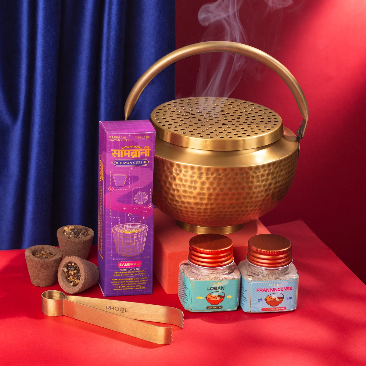 【Phool】Aamod Pure Brass Dhuna Fumer Gift Set｜アーモド 真鍮製ドゥーナ（樹脂香の香炉）ギフトセット