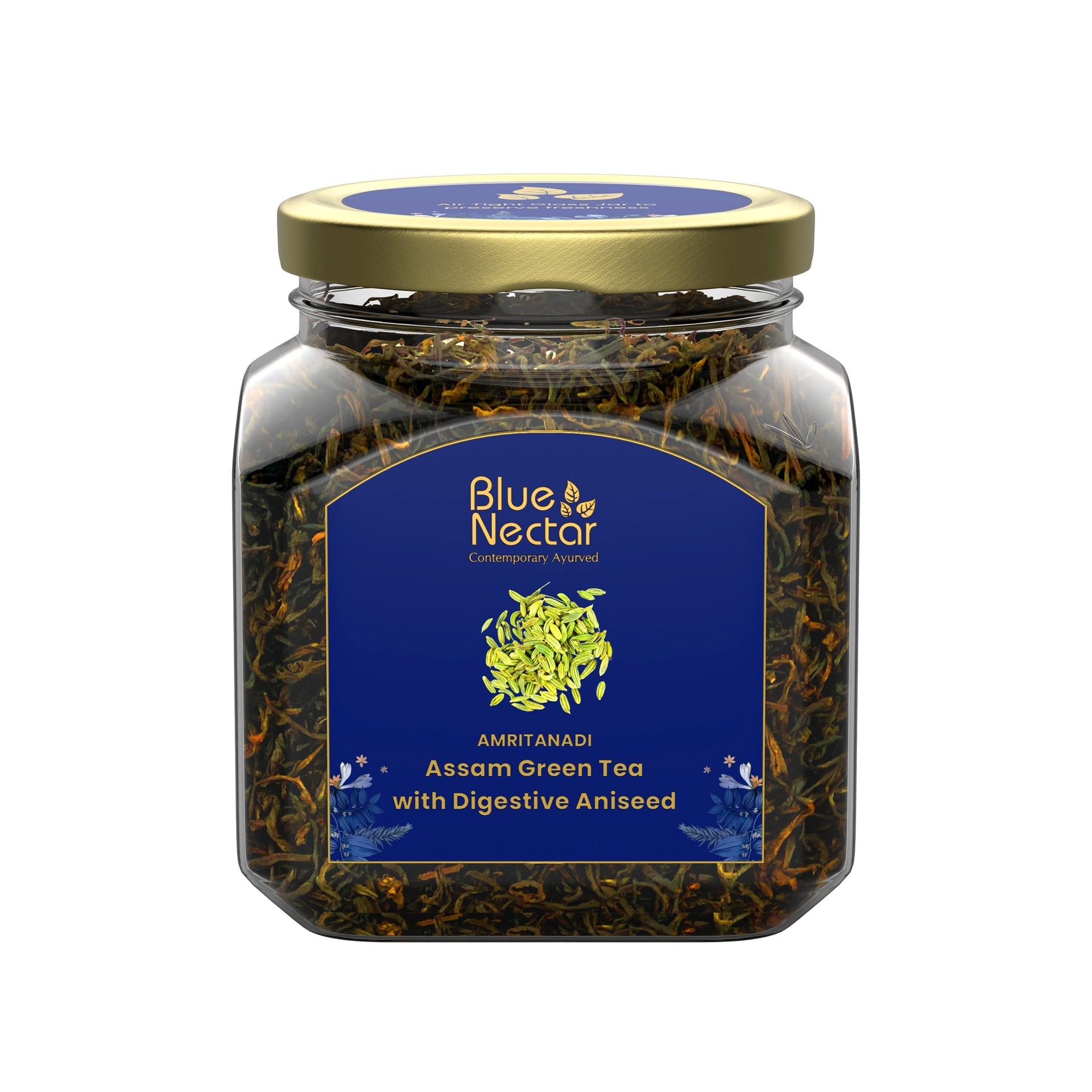 Digestive Aniseed Green Tea Air-Tight Glass Jar with Free Tea Infuser (65 g | 33 cups) 65g