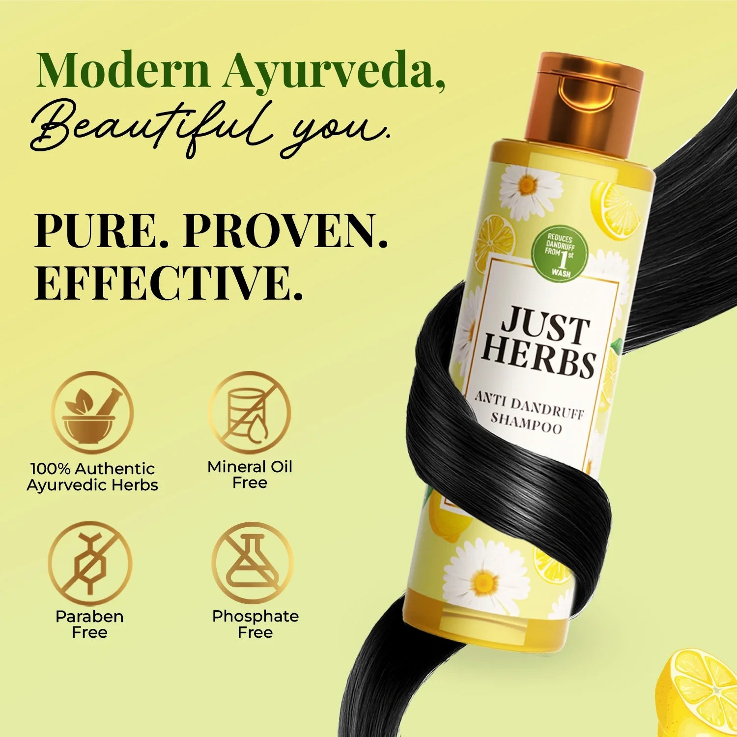 Anti Dandruff Shampoo | Lemon, Bhringraj & 12 Herbs 200ml
