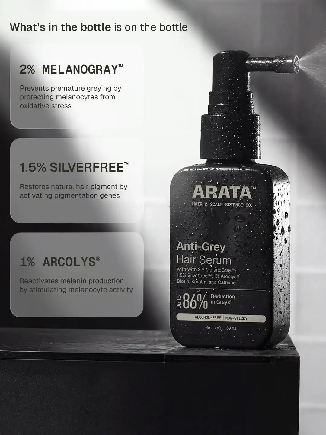 【Arata】 Anti-Grey Hair Serum - 50 ml｜アンチグレイ ヘアセラム｜50 ml