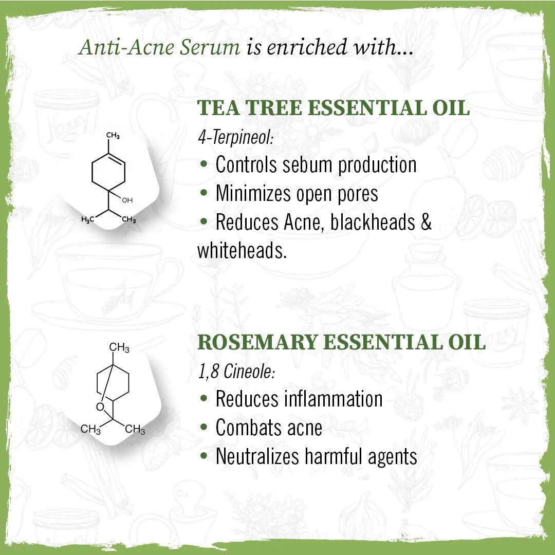 Anti Acne Powder Pack & Serum Facial Kit, Neem Tulsi Kaolin Tea Tree & Rosemary,Absords Excess Oil,Pore Refining,Soothes 100g