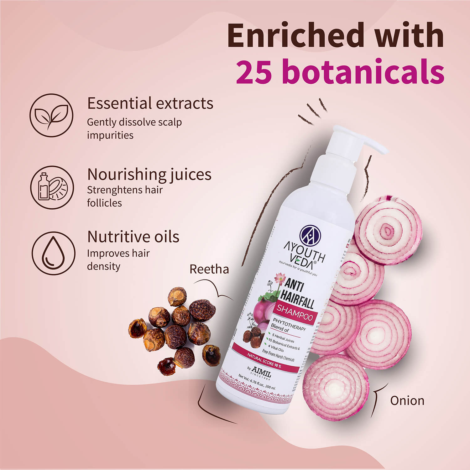 Anti-Hair Fall Shampoo with Onion and Coffee -(Net Qty- 200ml) 200ml
