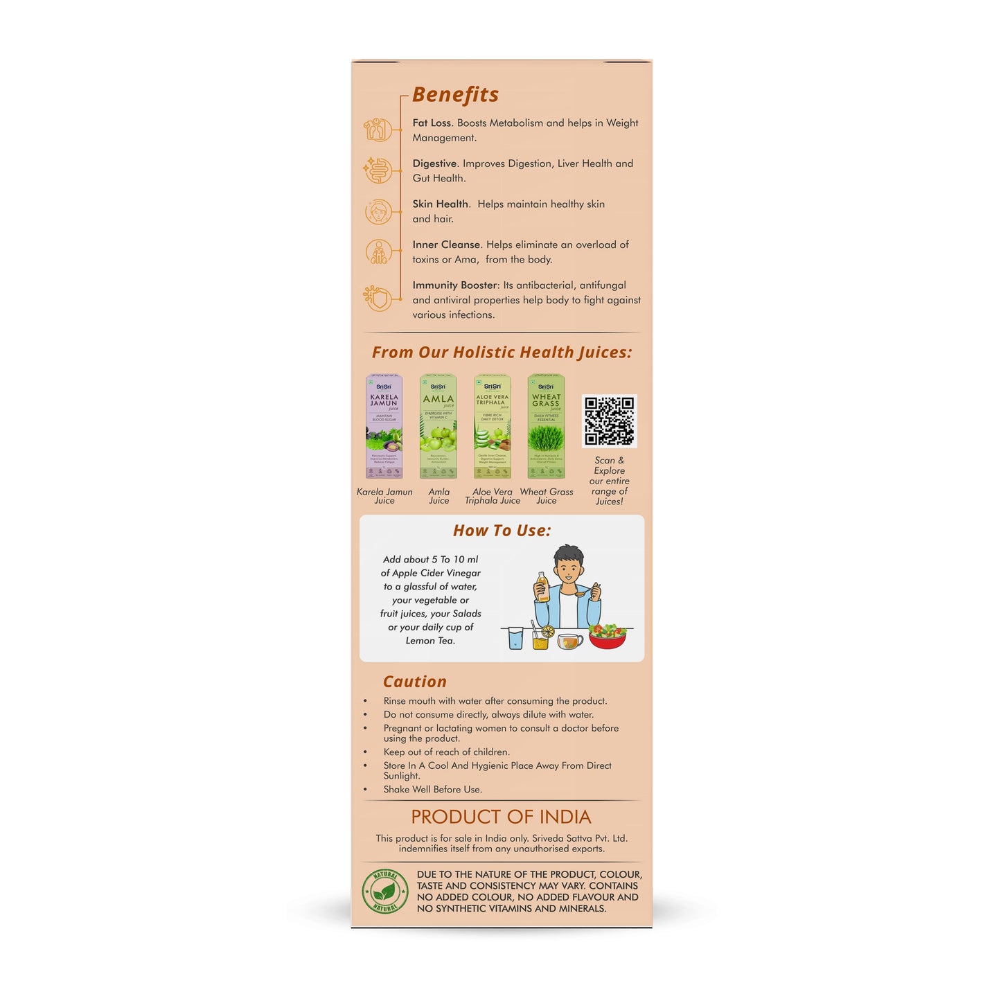 Apple Cider Vinegar - Raw, Unfiltered, Unpasteurized | Manage Your Weight Naturally | 500 ml 500ml