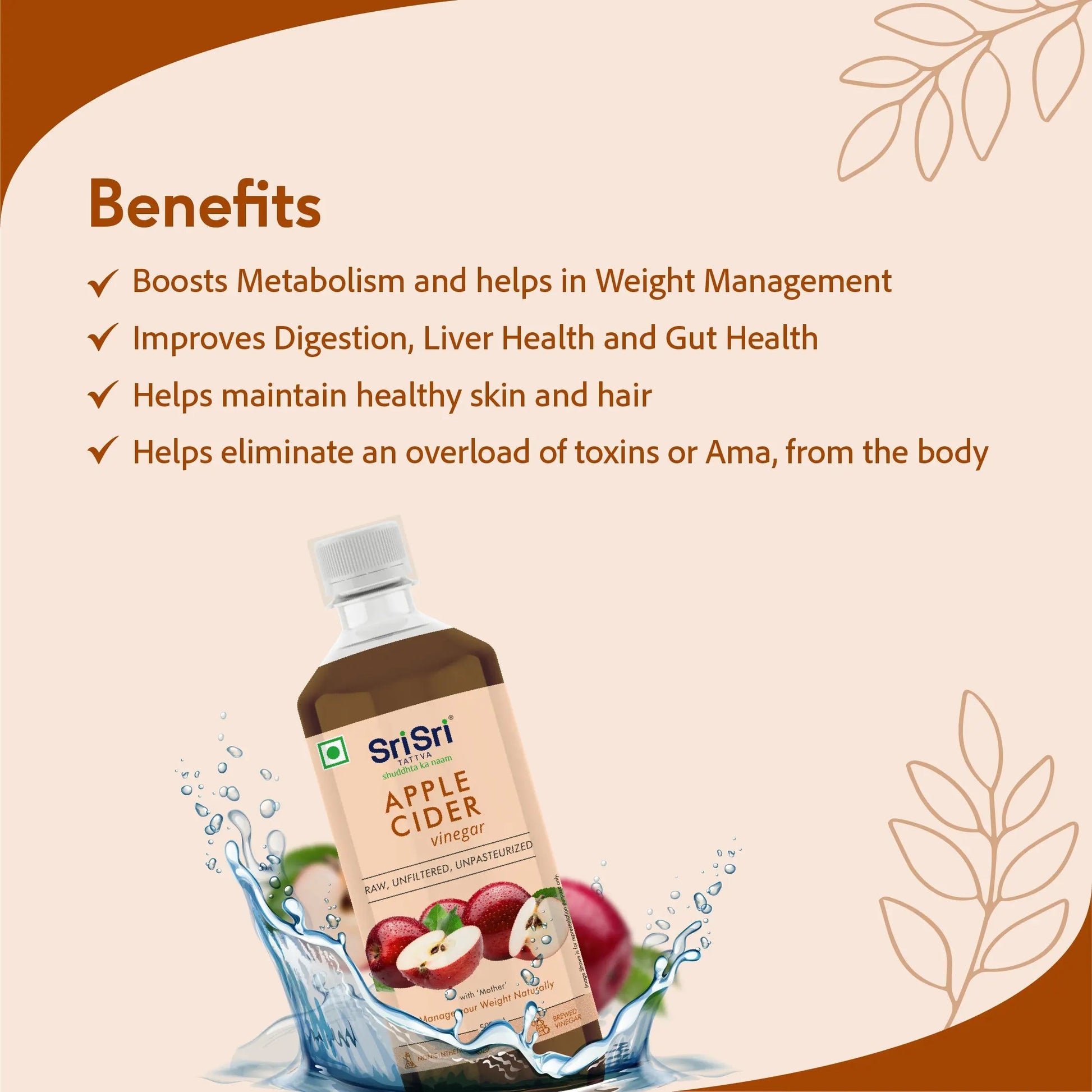 Apple Cider Vinegar - Raw, Unfiltered, Unpasteurized | Manage Your Weight Naturally | 500 ml 500ml