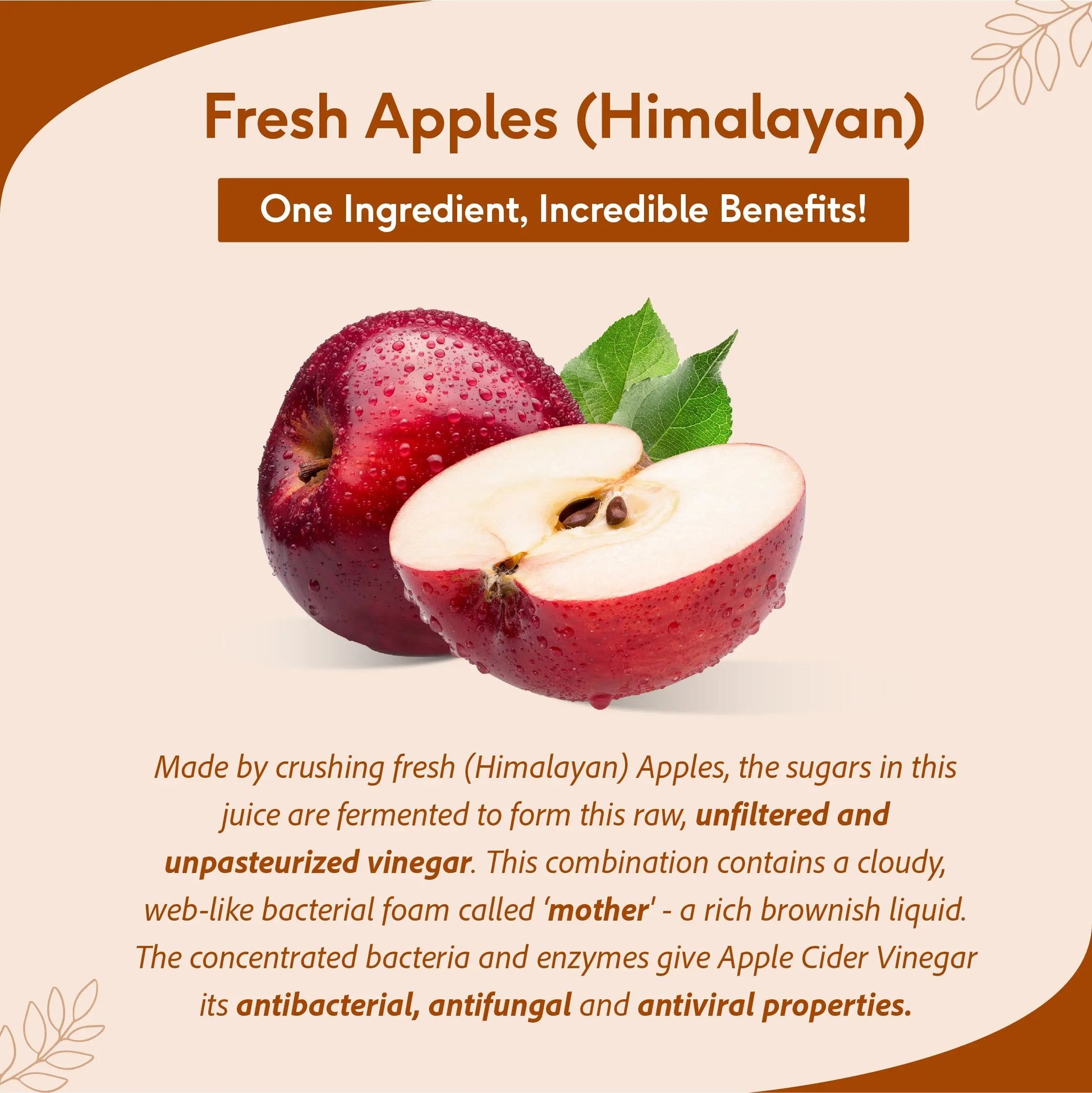 Apple Cider Vinegar - Raw, Unfiltered, Unpasteurized | Manage Your Weight Naturally | 500 ml 500ml