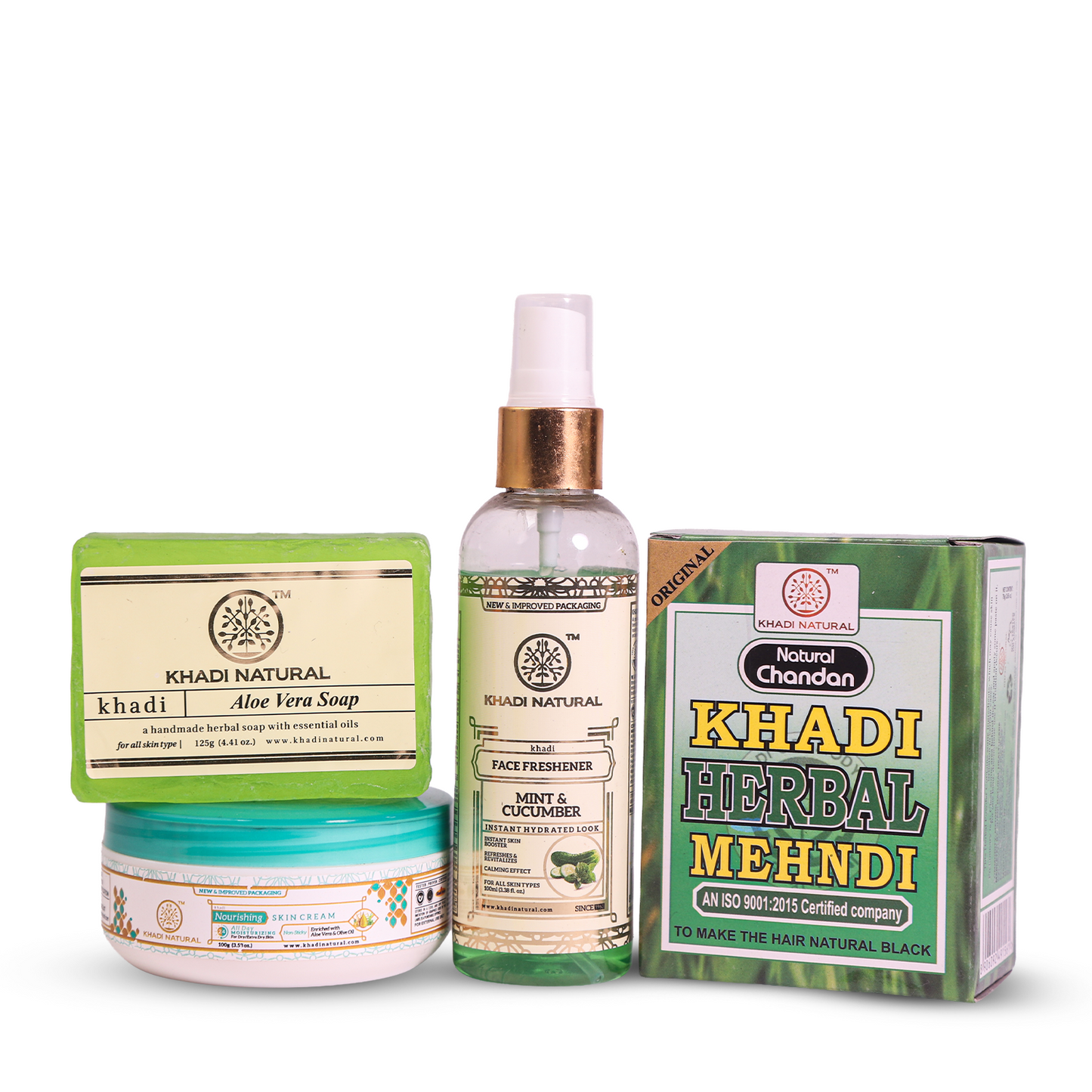 Aloe Vera Soap, Black Mehndi, Mint Cucumber Spray & Skin Cream Combo