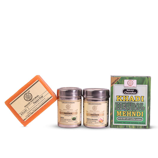 Papaya Soap, Neem Face Pack, Black Mehndi & Rose Orange Face Pack Combo