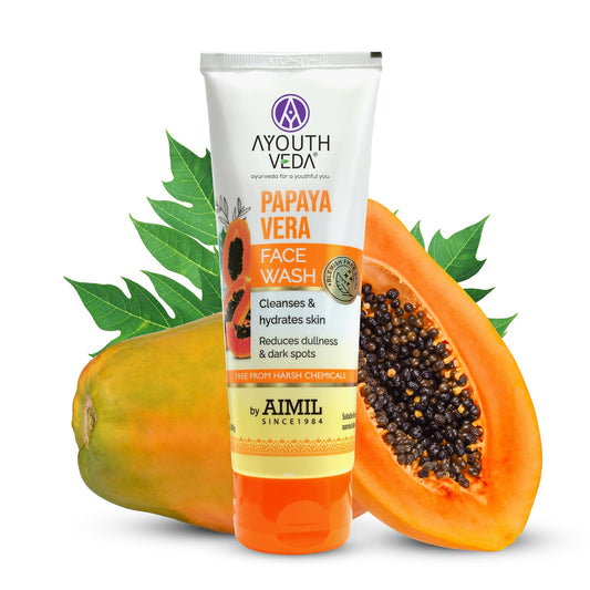 Papaya Vera Face Wash with Real Papaya Extract | Deep Cleanser for Dry to Normal Skin | Removes Dullness, Dark Spots, & Impurities | Sulfate-Free Gentle Formula | (100 g) 100g