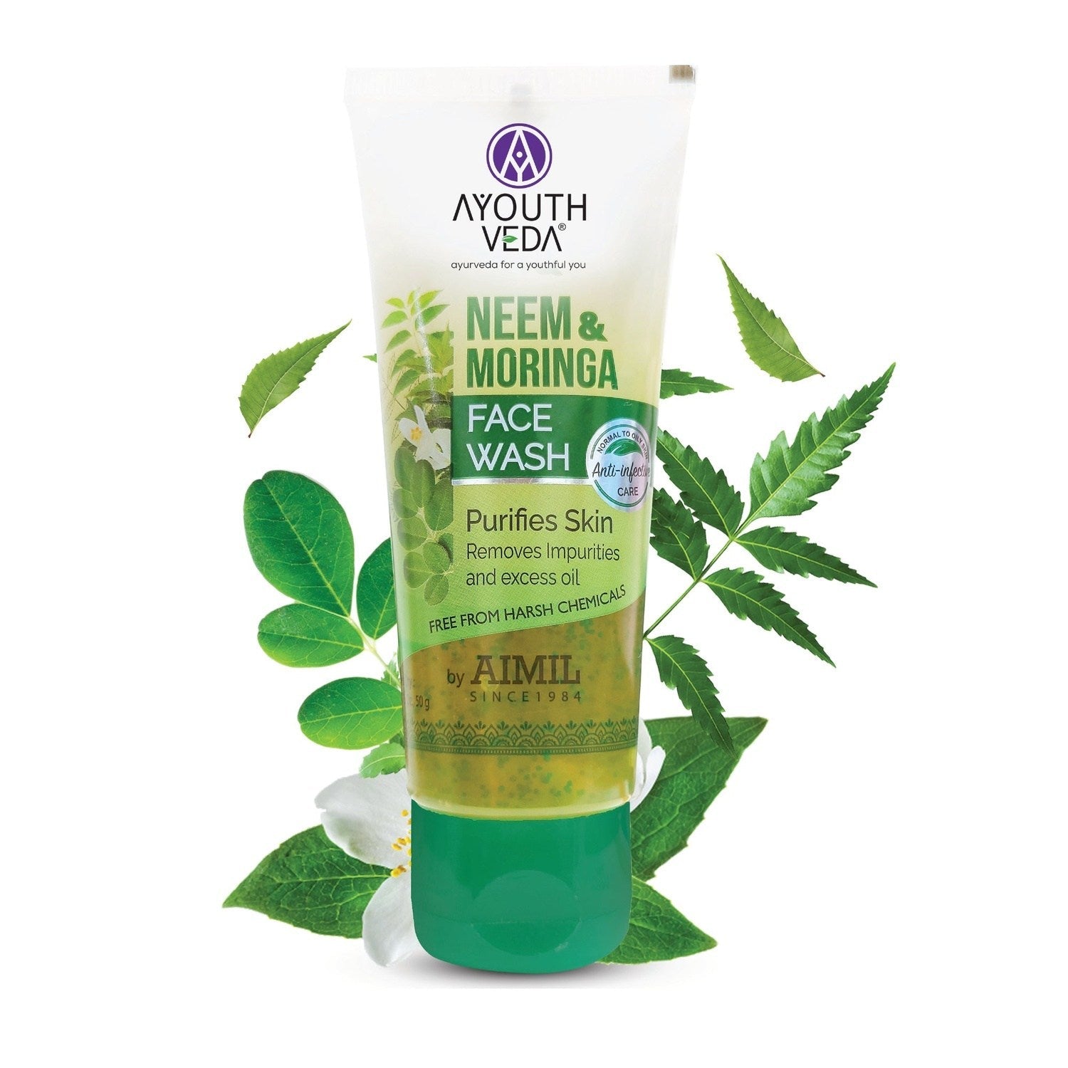 Neem & Moringa Skin Purifying Face Wash with Turmeric & Moringa Extracts | Deep Cleansing Gel for Acne-Prone Skin | Eliminates Dirt & Excess Oil | For Men & Women | 100g 100g