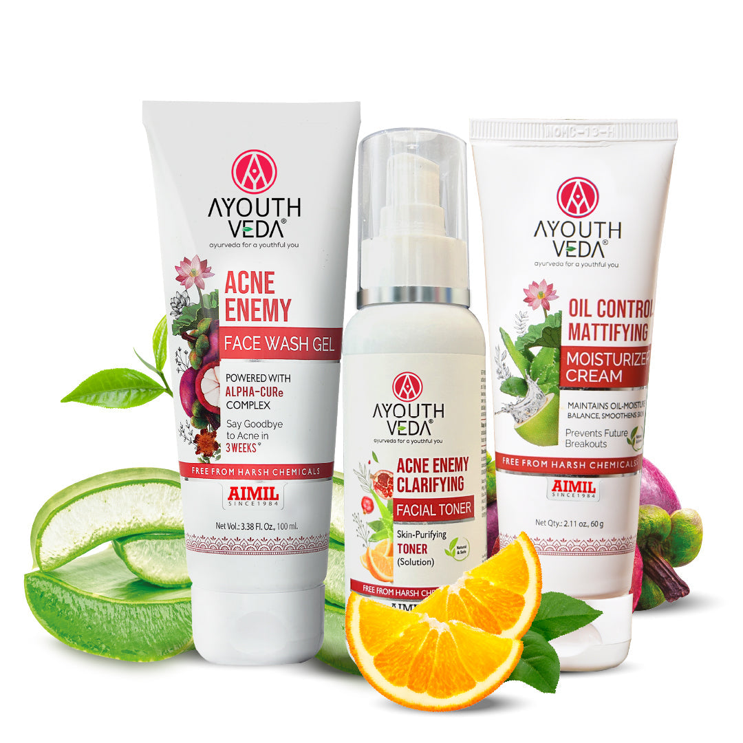 Anti-Acne CTM Regime | Acne Enemy Face Wash 100 ml + Acne Enemy Clarifying Toner 100 ml + Oil Control Matiffying Moisturizer 60 g | 3-Step Clear Skin Routine for Oily & Acne-Prone Skin 100ml