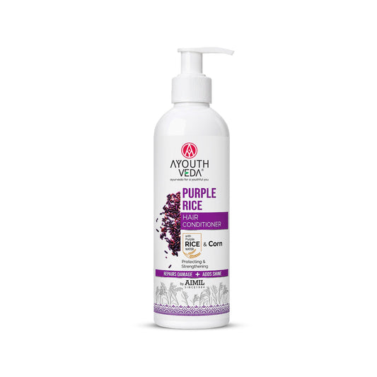 【Ayouthveda】 Purple Rice Hair Conditioner with Rice Water & Kernel Protein | Repairs Damage, Controls Frizz & Enhances Volume | Enriched with Eggplant, Betel｜パープルライス ヘアコンディショナー｜200ml