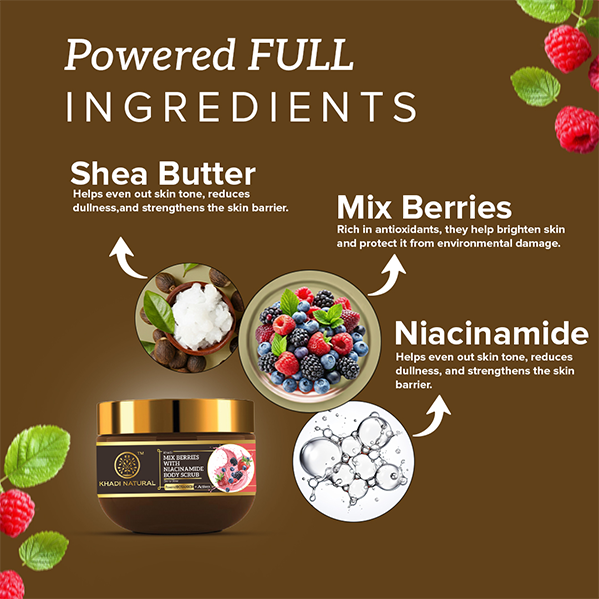 Powered Botanics Mix Berries with Niacinamide Body Scrub 200gm
