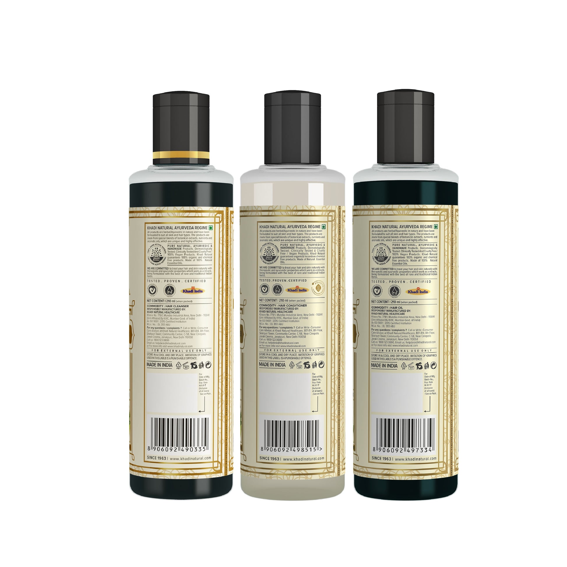 Amla & Bhringraj Hair Care Cleanser, Conditioner & Oil – SLS & Paraben Free Combo Pack of 3 210ml Each