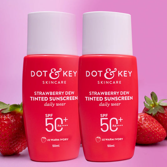 Strawberry Dew Tinted Sunscreen SPF 50+, Warm Ivory- Pack of 2 100ml