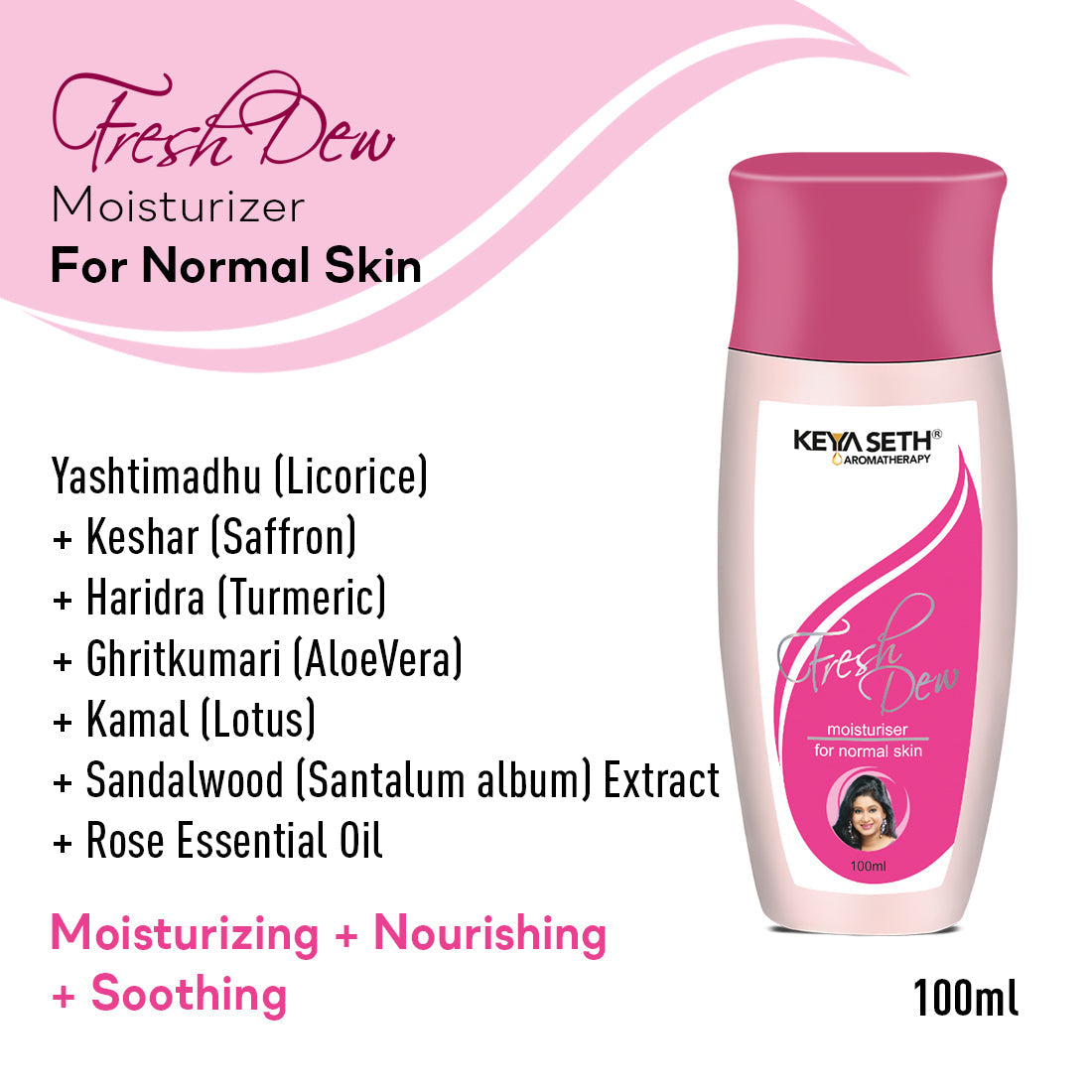Fresh Dew Daily Face Moisturizer Quick Absorbing Non-Sticky, Flawless Skin Lotion for Normal Skin Enriched with Essential Oil 100ml