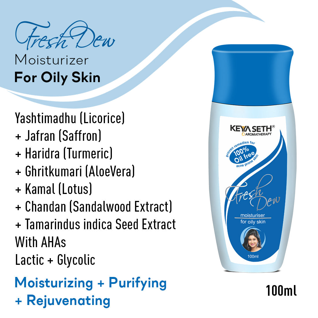 Fresh Dew Daily Face Moisturizer Oily Free Quick Absorbing Non-Sticky, Flawless skin Lotion for Oily Skin 100ml