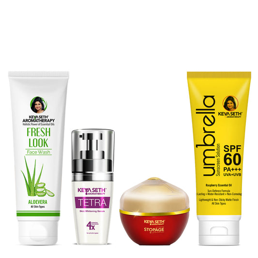 Daily Skincare for Age Defense: Aloe Vera Face Wash, Tetra Serum, Stopage Age Reversal Cream & Umbrella SPF 60 To Fight Wrinkles, Boost Elasticity, Hydrate & Protect For Youthful Skin 280ml