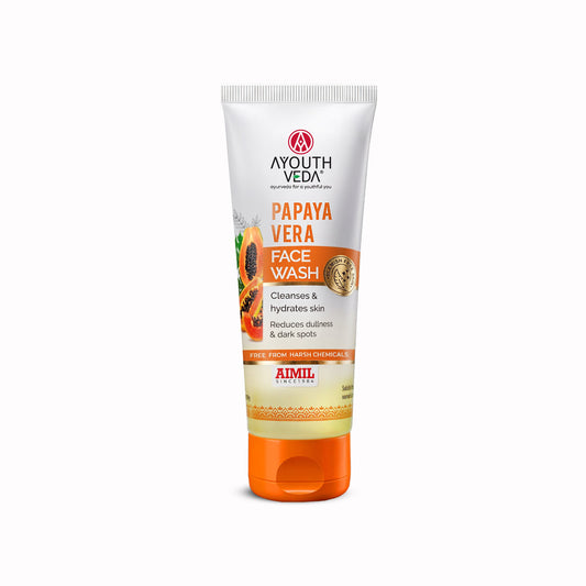 【Ayouthveda】 Papaya Vera Face Wash with Real Papaya Extract | Deep Cleanser for Dry to Normal Skin | Removes Dullness, Dark Spots, & Impurities｜パパイヤ ヴェラ フェイスウォッシュ｜100g