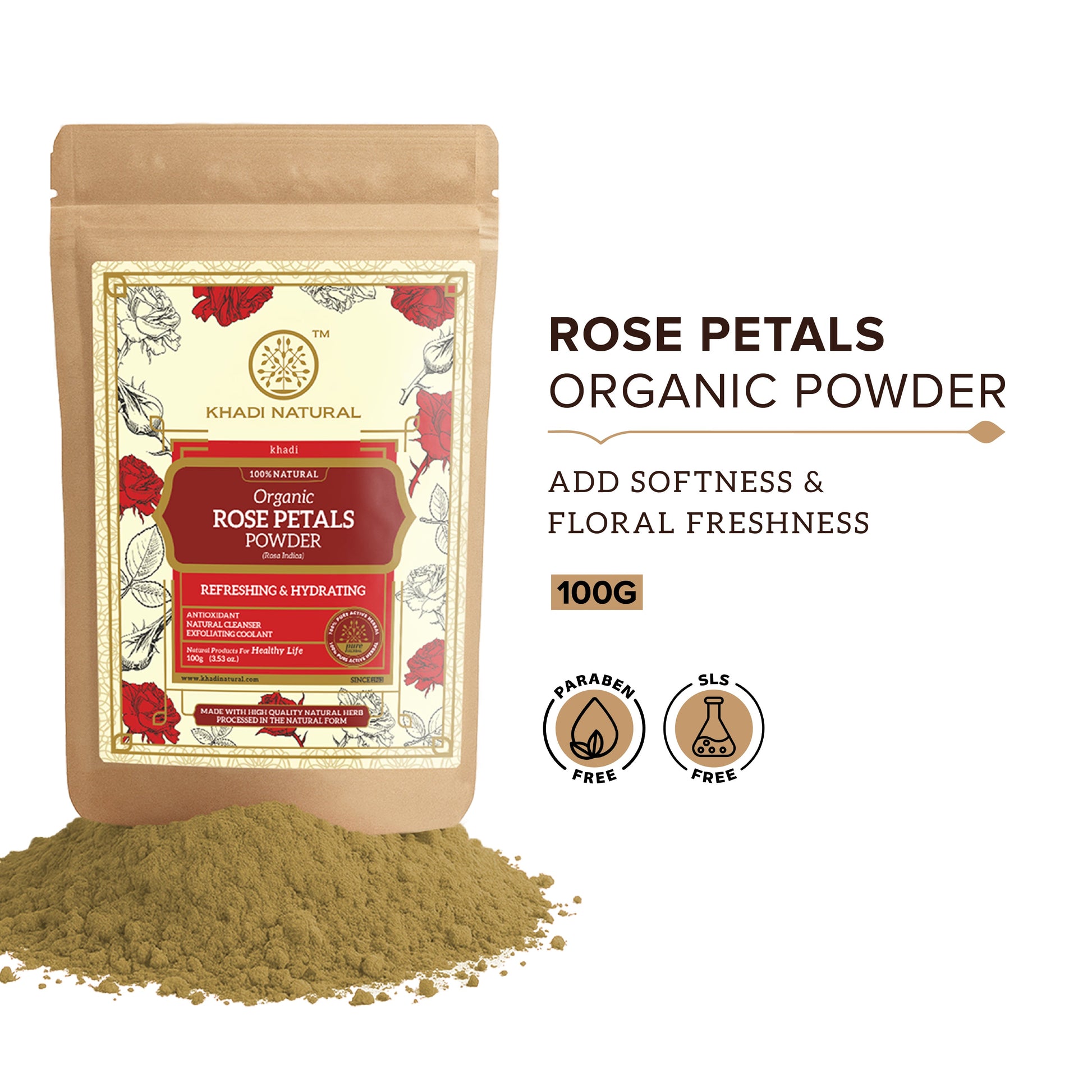 Organic Rose Petals Powder For Face Care - 100% Natural 100gm